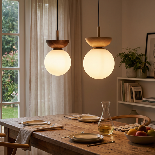 Modern Nordic Glass Ball Ceiling & Pendant Light | Wood Fini lifestyle