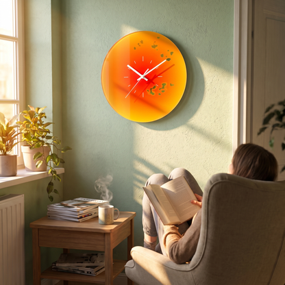 Sunset Glass Wall Clock | Modern Gradient Design lifestyle