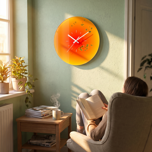 Sunset Glass Wall Clock | Modern Gradient Design lifestyle