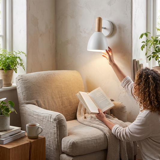 Nordic Wooden Wall Lamp | Adjustable Bedside Light lifestyle