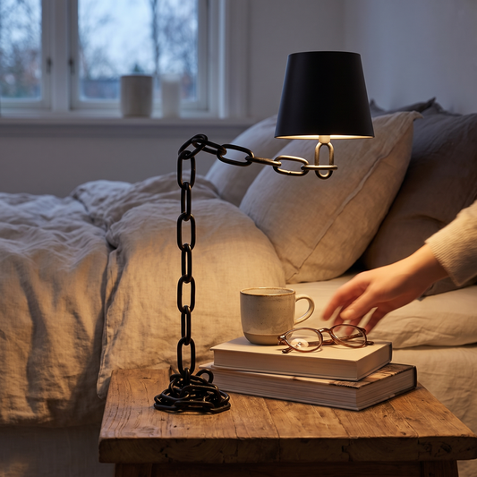 Modern Chain-Link Table Lamp | Rechargeable Touch LED Light lifestyle