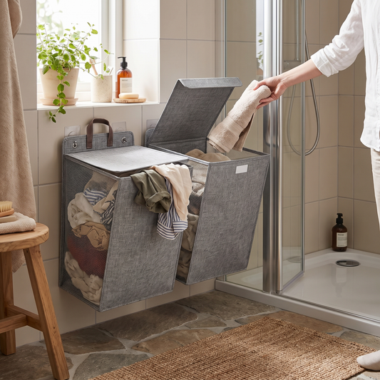Wallora | Foldable Adhesive Laundry Basket | Wall-Mounted Cl lifestyle