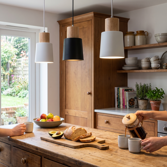 Nordic Macaron Cylinder Pendant Light | Modern Wood & Metal  lifestyle