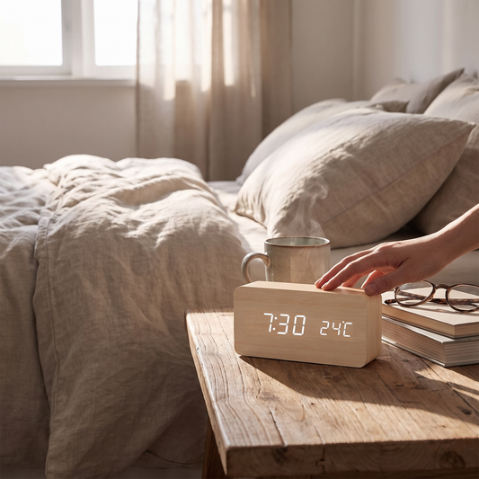 LED Smart Alarm Clock | Modern Voice-Controlled Wooden Desig lifestyle
