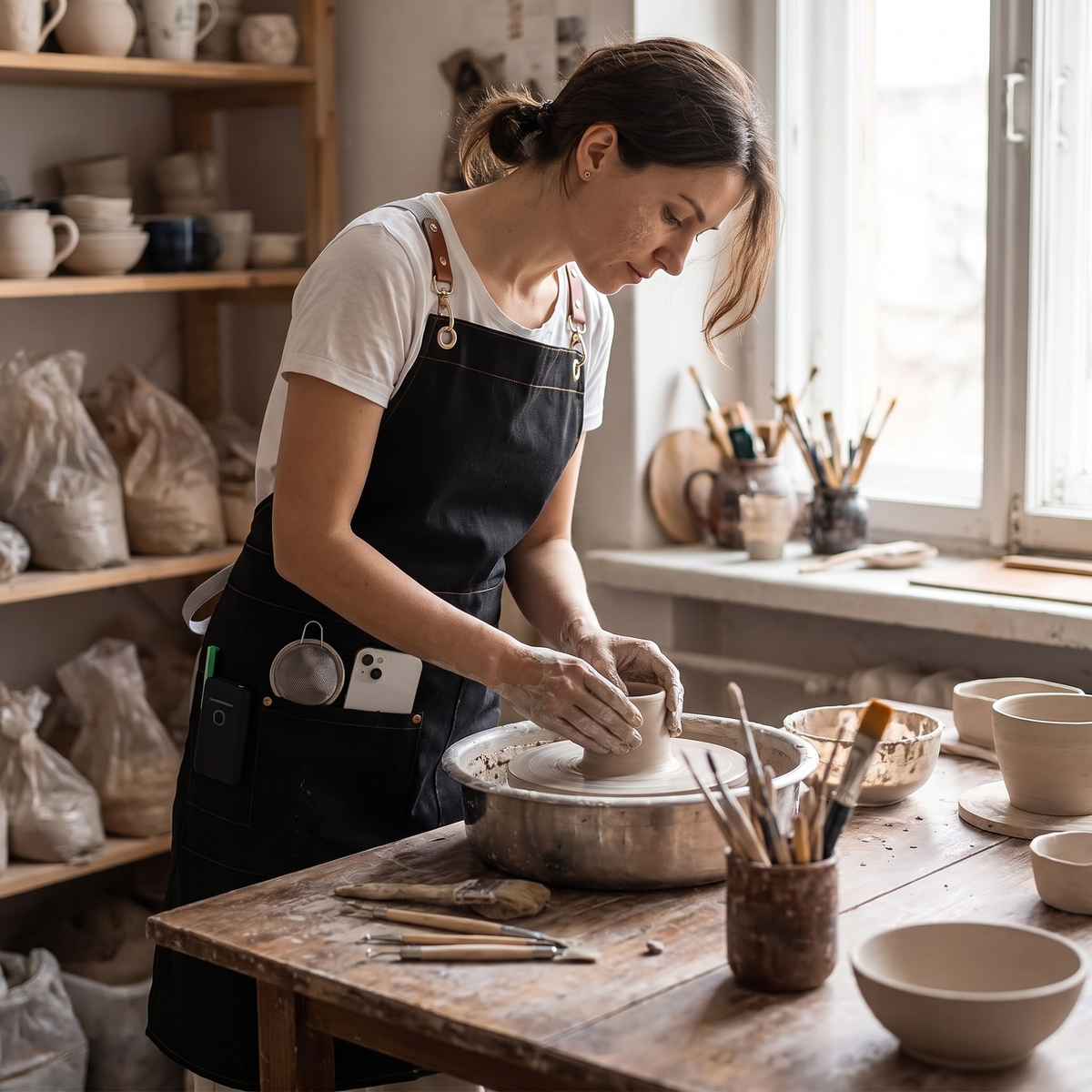 WorkEase | Waterproof Canvas Apron | Split Skirt Design with lifestyle