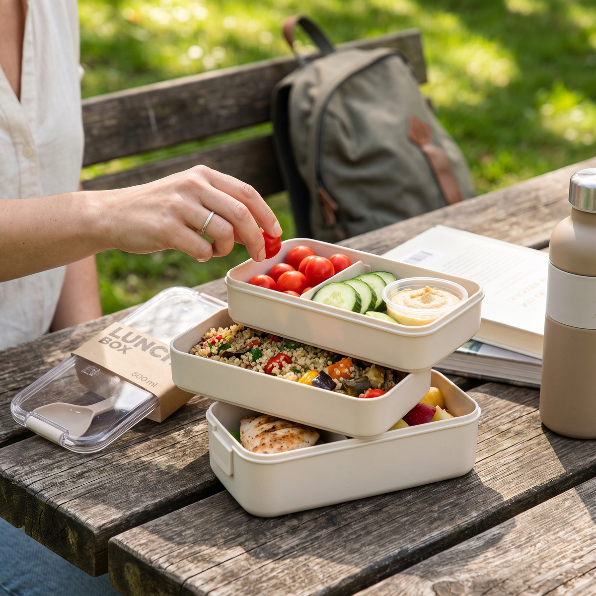 EcoStack | 3-Tier Bento Lunch Box | Wheat Straw 900 ml lifestyle