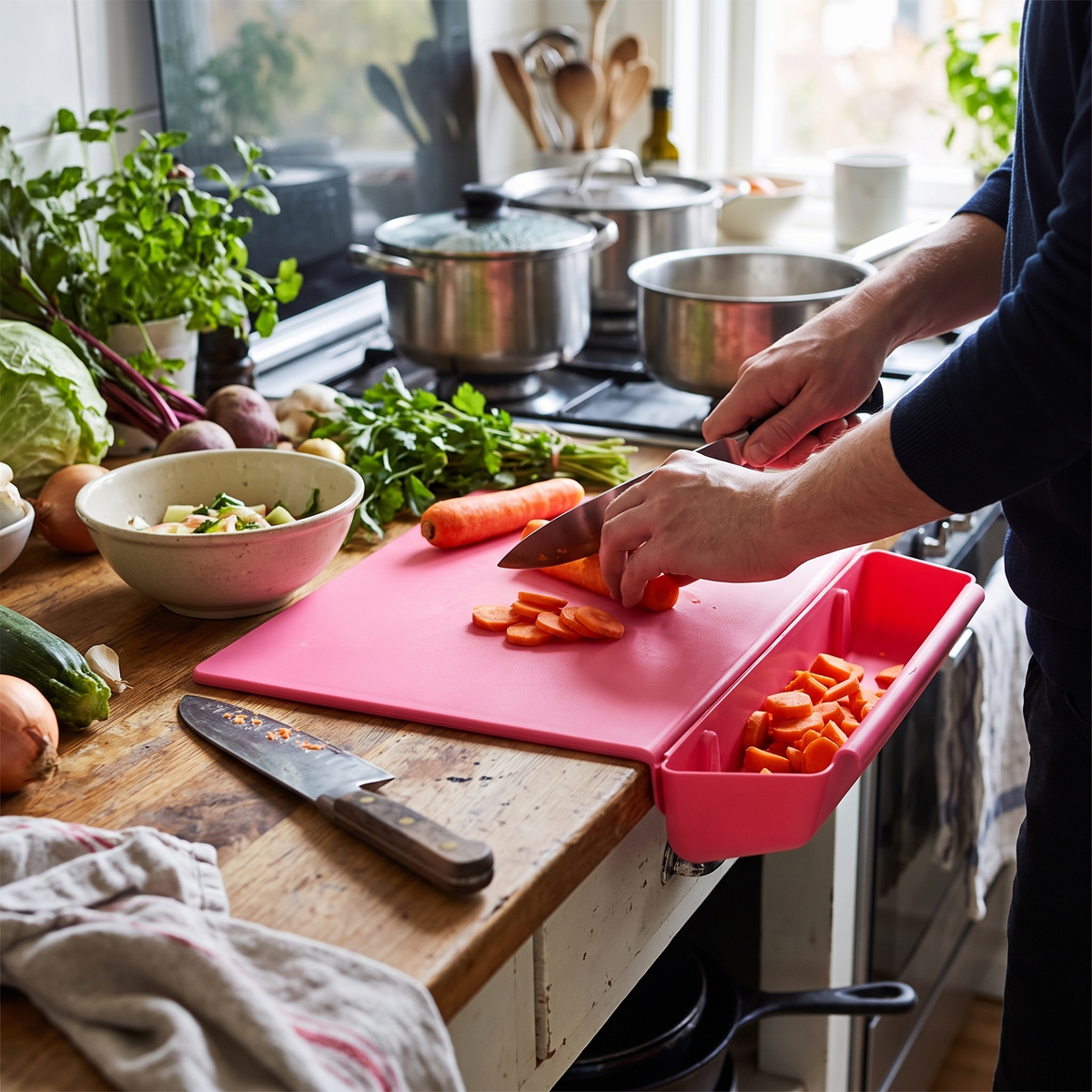2-in-1 Chopping Board with Storage Box | Portable Kitchen Cu lifestyle