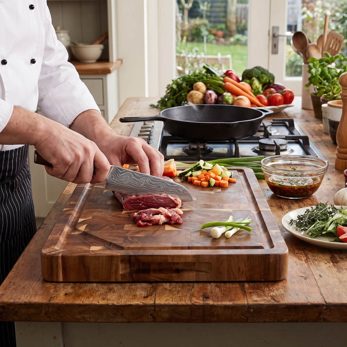 Acacia Wood Cutting Board | Durable End Grain Kitchen Choppi lifestyle