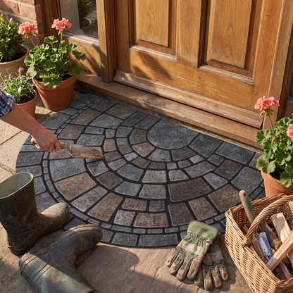 Half-Circle Mosaic Door Mat | Indoor & Outdoor Use lifestyle