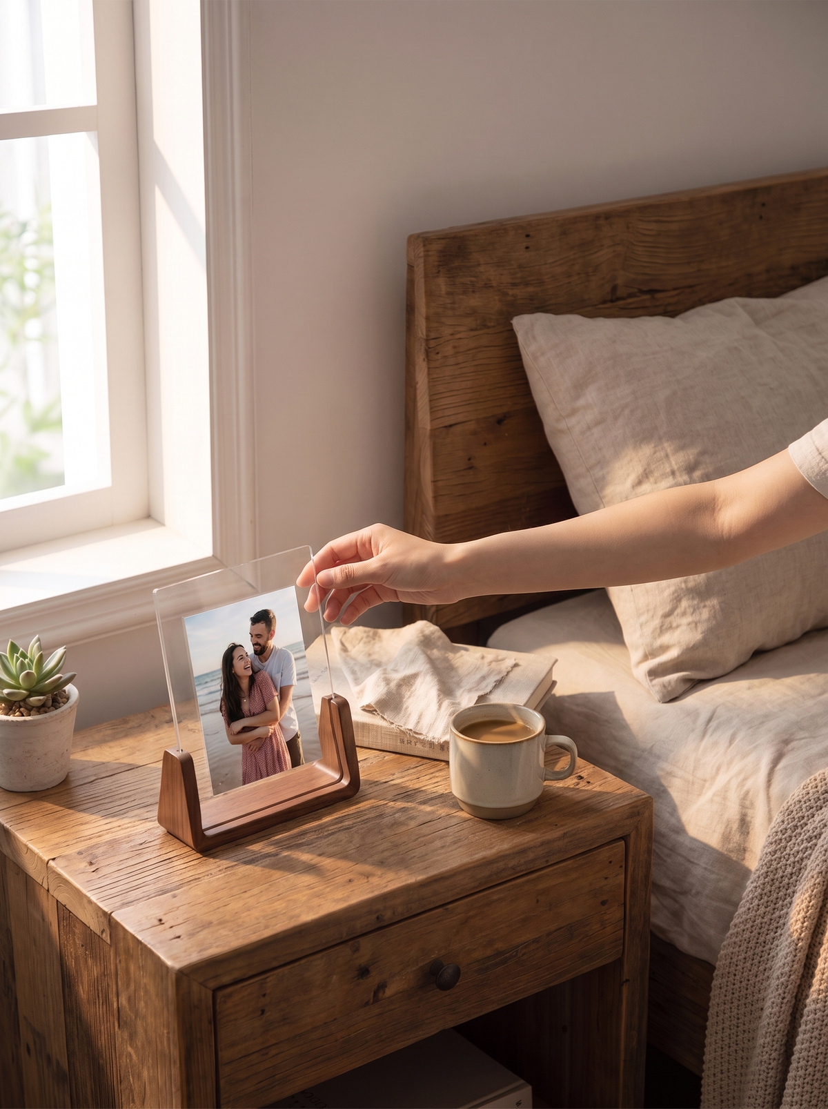 U-Shaped Acrylic and Wood Photo Frame lifestyle image 1