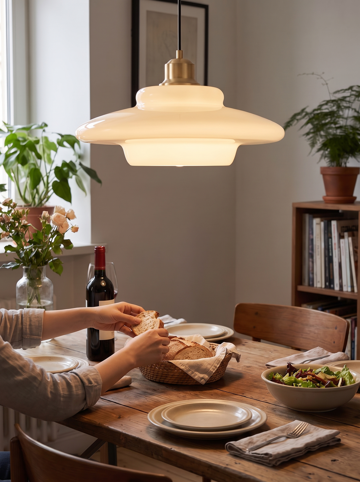 White Glass Pendant Light lifestyle image 1