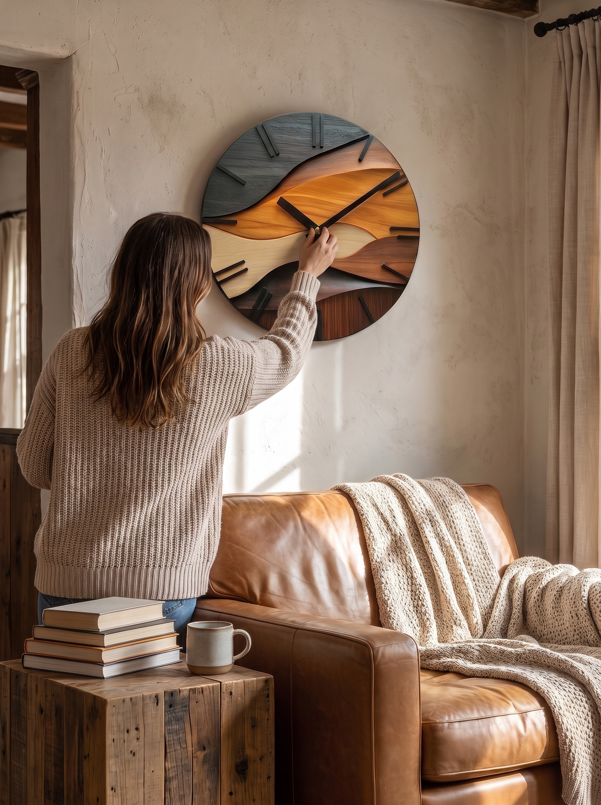 Artistic Round Wall Clock lifestyle image 1