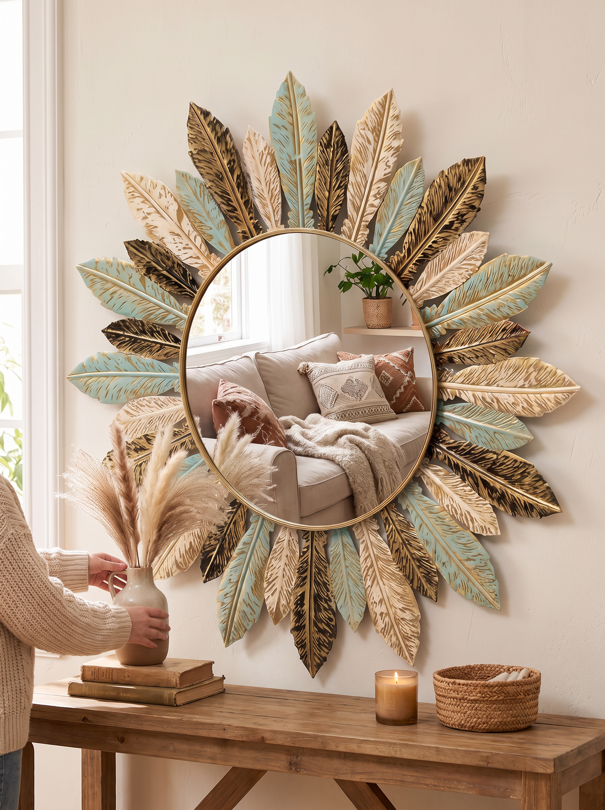 Bohemian Sunburst Wall Mirror lifestyle image 2