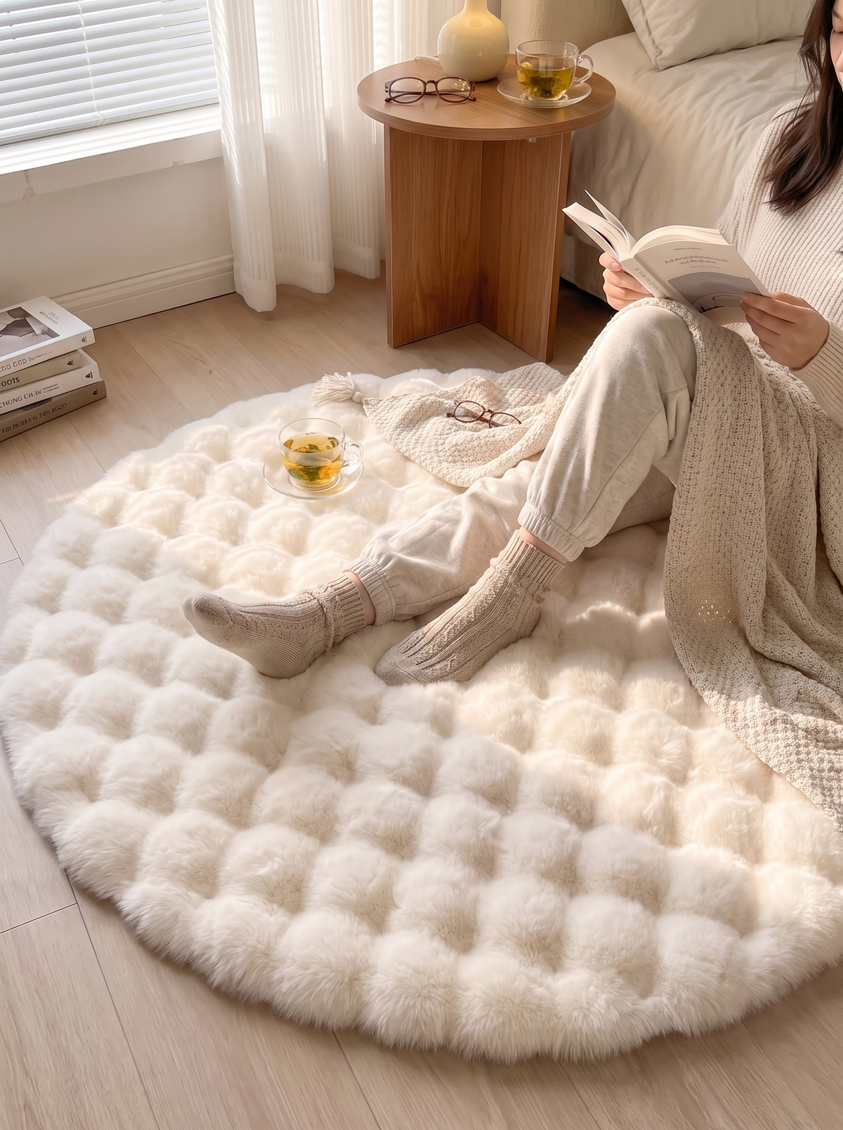Cloud Comfort Round Bubble Rug lifestyle image 1
