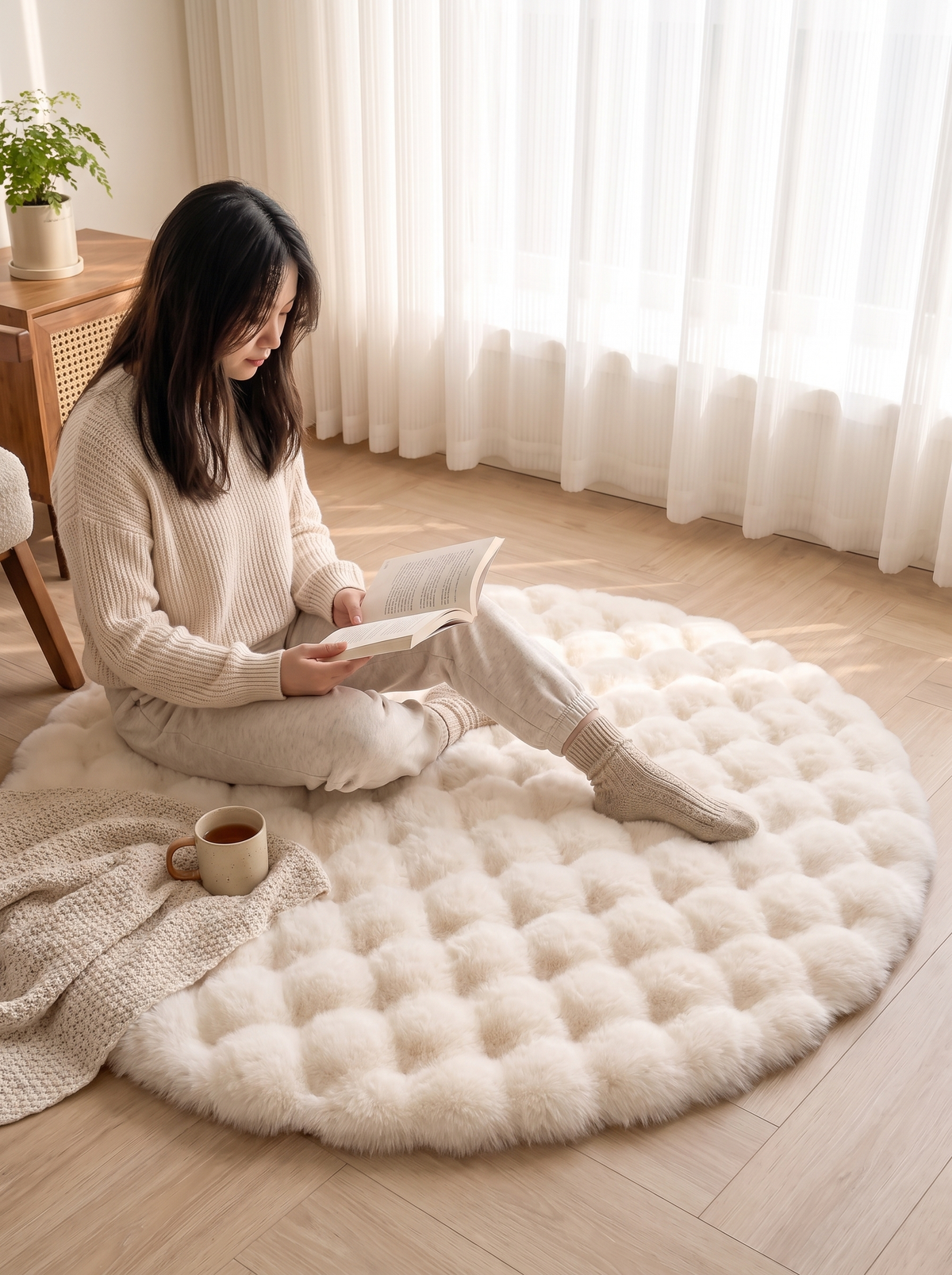 Cloud Comfort Round Bubble Rug lifestyle image 2