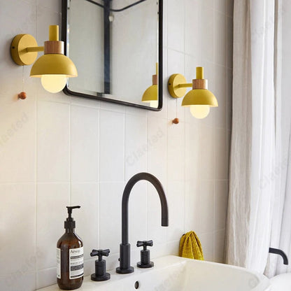 Nordic Wood Pull-Switch Lamp