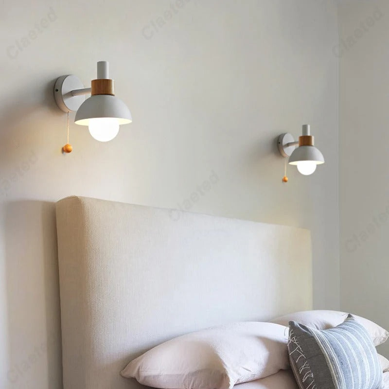 Nordic Wood Pull-Switch Lamp