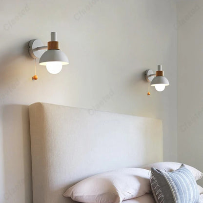 Nordic Wood Pull-Switch Lamp